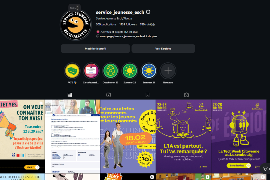 Image Création de contenu et gestion des réseaux sociaux du Service Jeunesse Esch